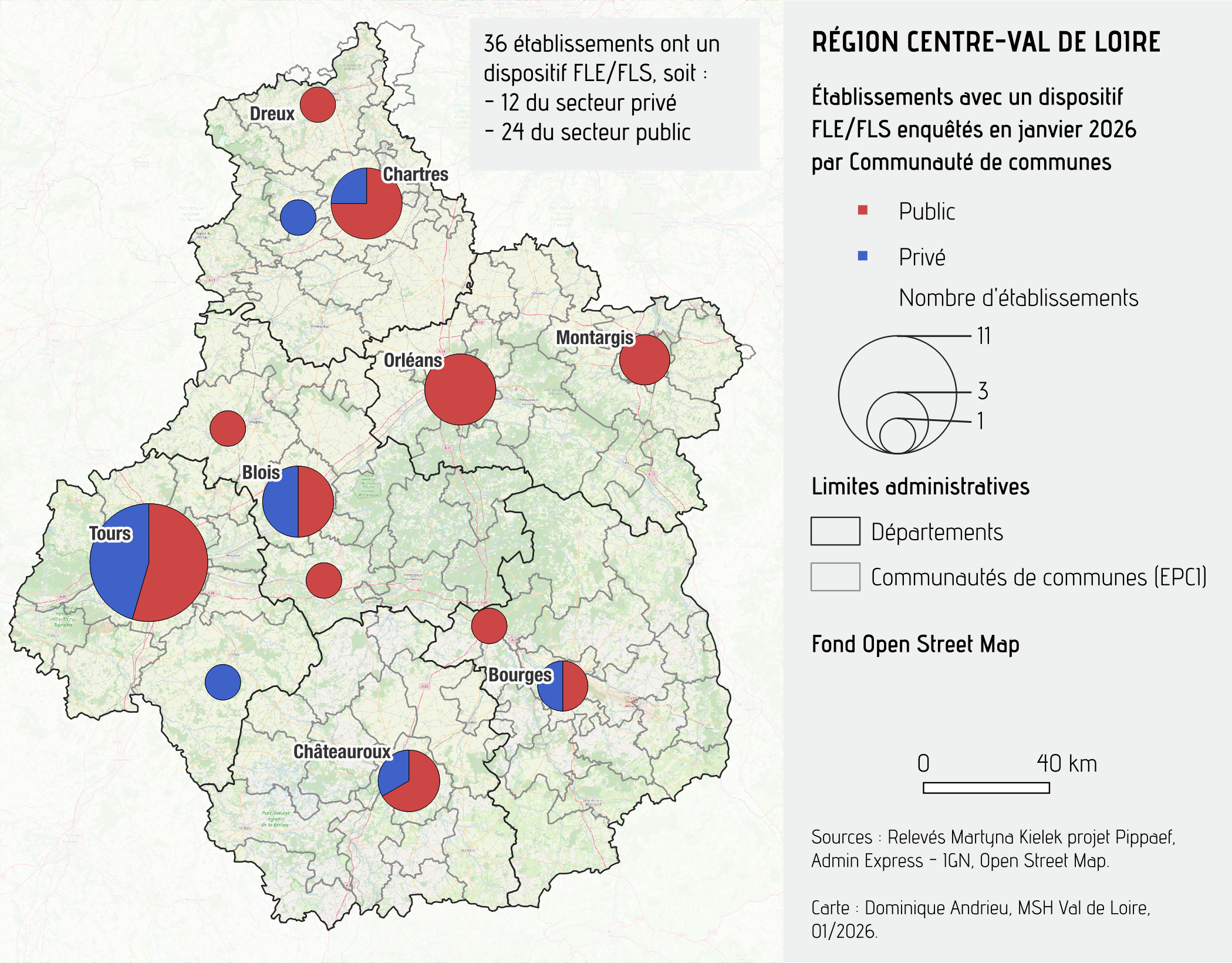 Répartition des établissements avec un dispositif FLE/FLS en fonction du critère public vs privé 
